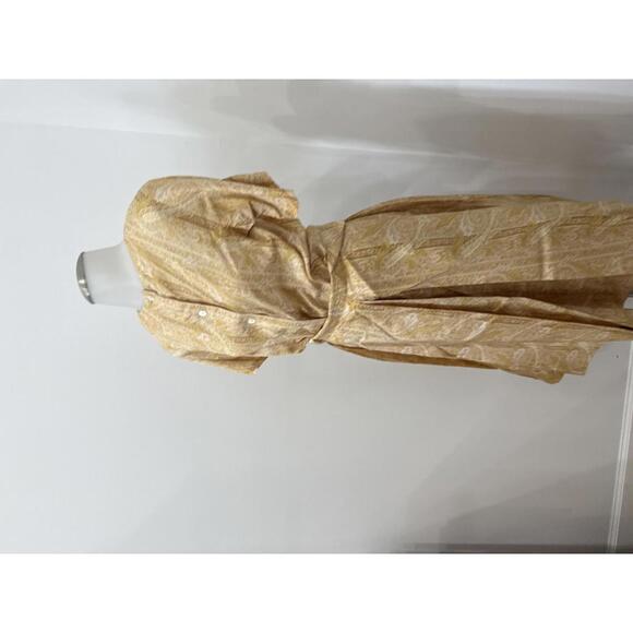 Vintage Yellow Paisley Button Front Dress with Pleated Skirt Set - Picture 7 of 13